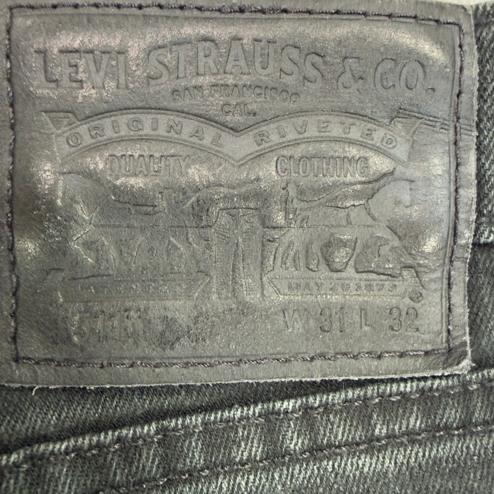 Levis 511 Slim Fit Jeans Mens 31x32 Faded Black Denim Pants 04511-2373 - Picture 6 of 10